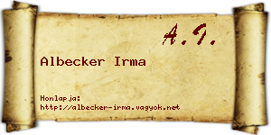 Albecker Irma névjegykártya